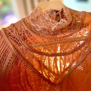 Free people Blush Mock Neck Lace detail